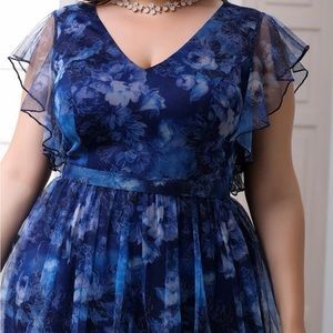Blue Floral Formal Dress